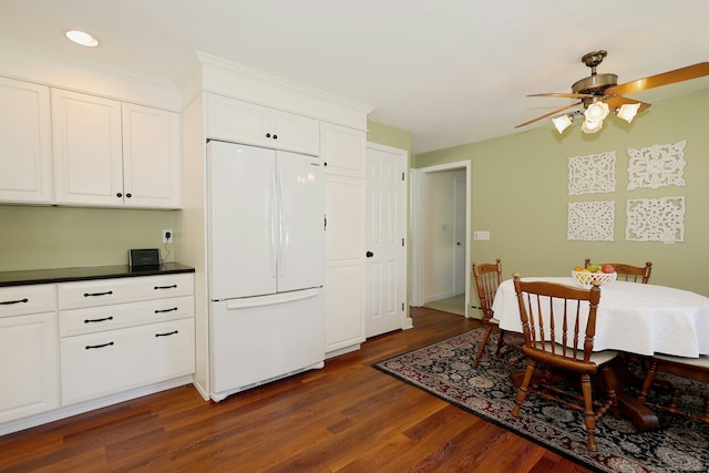 110 Cottage St, Trumbull, CT 06611 - dining space featuring dark wood finished floors, ceiling fan, and recessed lighting