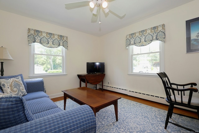 110 Cottage St, Trumbull, CT 06611 - living room featuring healthy amount of natural light, wood finished floors, and ceiling fan