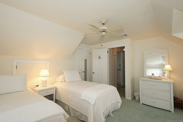 110 Cottage St, Trumbull, CT 06611 - bedroom with carpet, vaulted ceiling, and ceiling fan