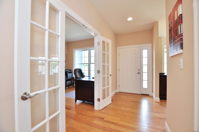 221 Scenic Dr Unit 221, Berlin, CT 06037 - entryway featuring french doors, light wood-style flooring, and recessed lighting