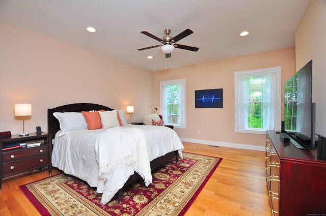 221 Scenic Dr Unit 221, Berlin, CT 06037 - bedroom with light wood-style floors, recessed lighting, and ceiling fan