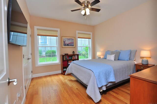 221 Scenic Dr Unit 221, Berlin, CT 06037 - bedroom featuring light wood-style floors, multiple windows, and ceiling fan