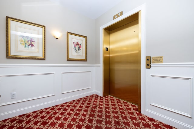 237 Fern St Apt 206W, West Hartford, CT 06119 - elevator featuring wainscoting and carpet