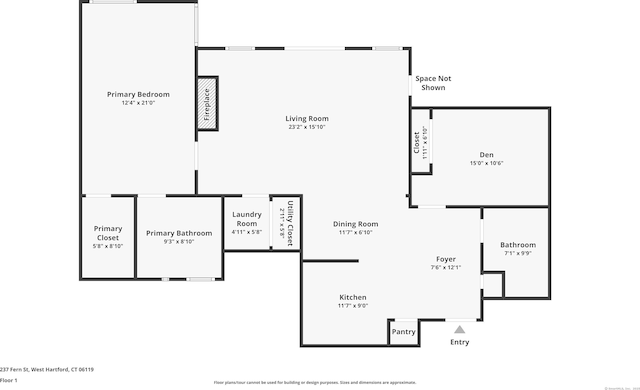 237 Fern St Apt 206W, West Hartford, CT 06119 - floor plan / room layout