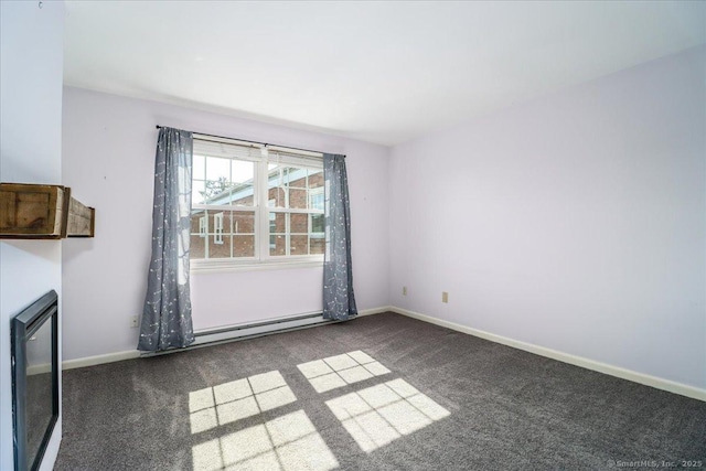 12 Terrace Pl Unit 12, New Milford, CT 06776 - unfurnished living room featuring carpet floors, a baseboard heating unit, and baseboards