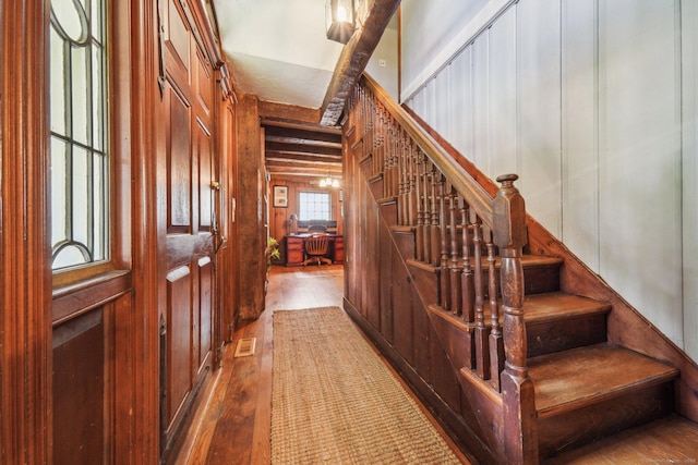 6 Downe Ln, Wilton, CT 06897 - stairway featuring hardwood / wood-style floors