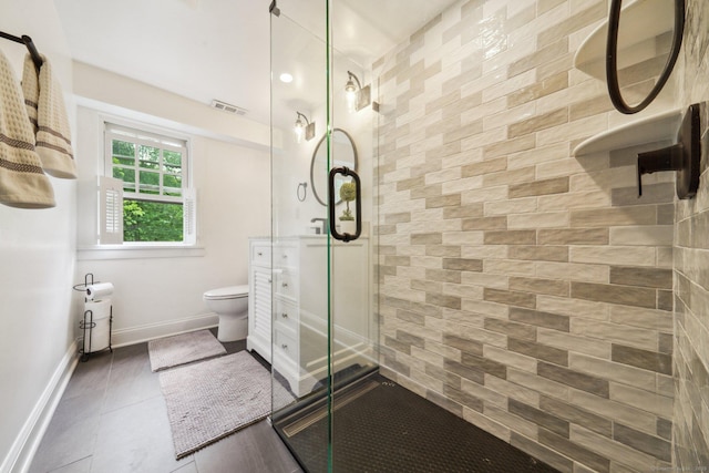 6 Downe Ln, Wilton, CT 06897 - full bath featuring a shower stall, toilet, baseboards, tile patterned floors, and vanity