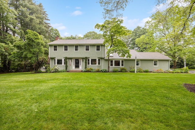 876 S Brooksvale Rd, Cheshire, CT 06410 - view of front of property featuring a chimney and a front lawn