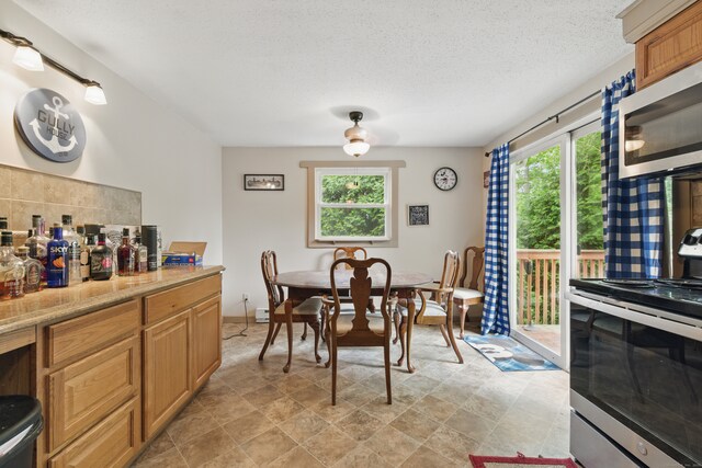 23 Fenwick Ct, Groton, CT 06355 - dining area featuring plenty of natural light, a textured ceiling, and stone finish flooring