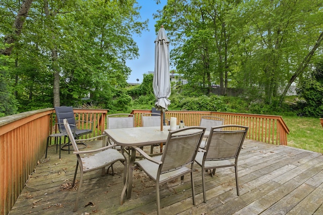 23 Fenwick Ct, Groton, CT 06355 - wooden deck featuring outdoor dining area