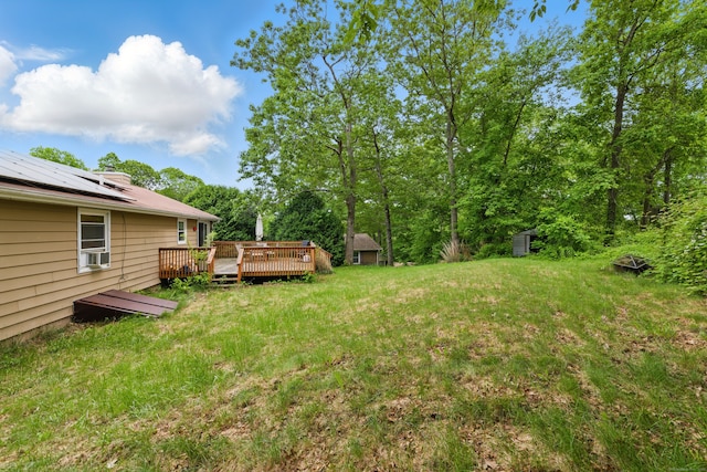 23 Fenwick Ct, Groton, CT 06355 - view of green lawn with a wooden deck and cooling unit