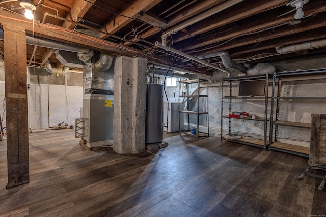 36 Broad St, Meriden, CT 06450 - below grade area with wood finished floors and water heater