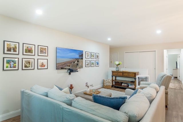 2955 Madison Ave Apt 25, Bridgeport, CT 06606 - living room with baseboards, wood finished floors, and recessed lighting