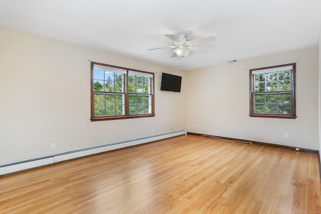 31 Elizabeth St, Shelton, CT 06484 - empty room with a baseboard heating unit, plenty of natural light, light wood finished floors, and ceiling fan