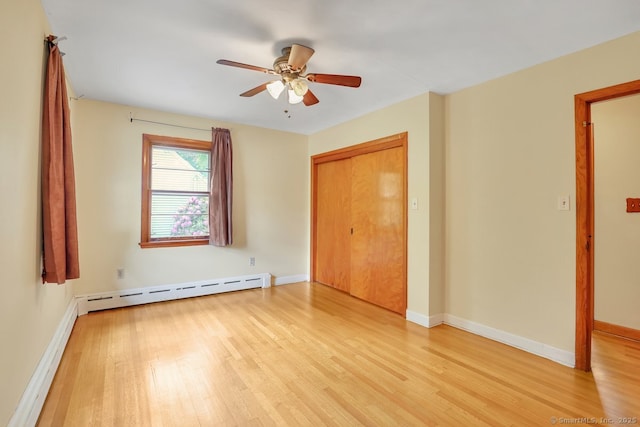 38 Craig Ave, Southington, CT 06489 - unfurnished bedroom featuring light wood-type flooring, a baseboard heating unit, baseboards, and a closet