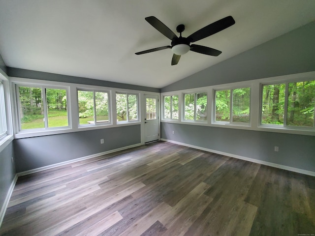 176 Hanover Rd, Newtown, CT 06470 - unfurnished sunroom featuring lofted ceiling, baseboards, and wood finished floors