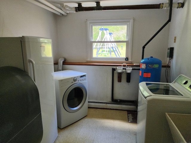 176 Hanover Rd, Newtown, CT 06470 - washroom with independent washer and dryer and a baseboard radiator