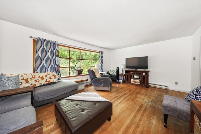 408 Reservoir Rd, Southbury, CT 06488 - living room with a baseboard heating unit, wood finished floors, and a baseboard radiator