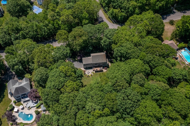 113 Charles St, Tolland, CT 06084 - aerial view of property and surrounding area featuring a pool area and a forest