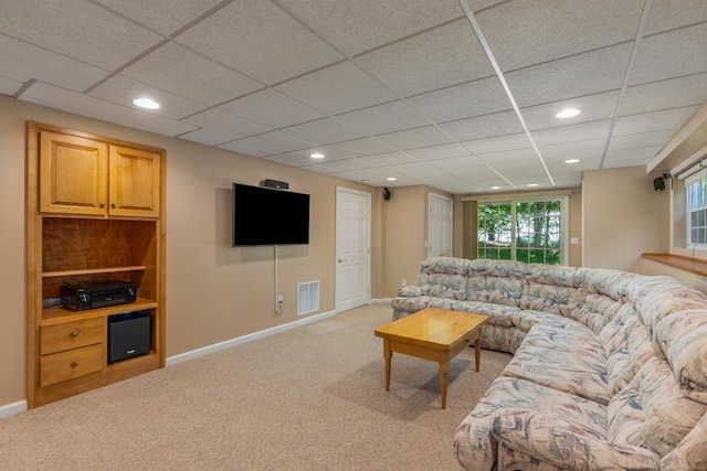 113 Charles St, Tolland, CT 06084 - living room with carpet flooring, recessed lighting, baseboards, and a drop ceiling