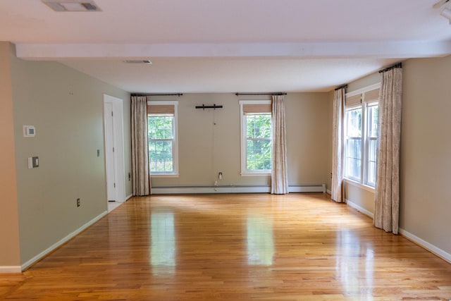 613 Ridgewood Rd, Middletown, CT 06457 - empty room featuring light wood-style flooring, baseboards, and beam ceiling