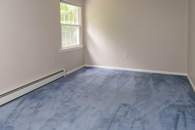 613 Ridgewood Rd, Middletown, CT 06457 - spare room featuring baseboard heating, dark carpet, and baseboards