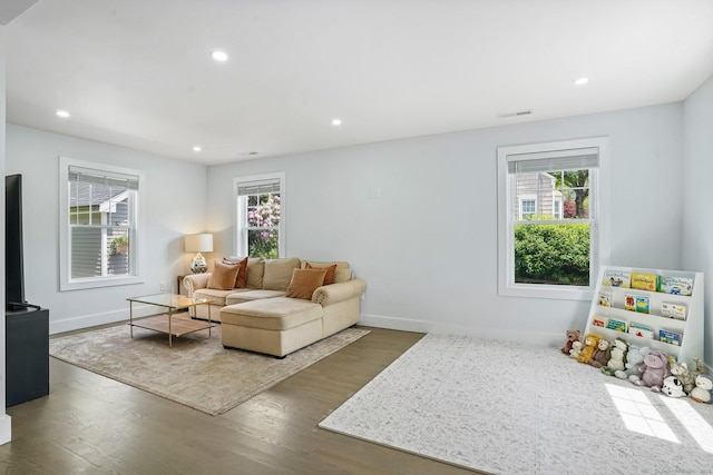37 Highgate Rd, Trumbull, CT 06611 - living room featuring baseboards, wood finished floors, and recessed lighting