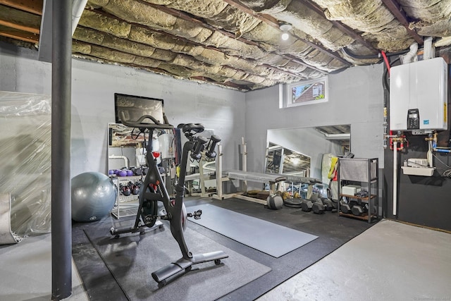37 Highgate Rd, Trumbull, CT 06611 - exercise area featuring tankless water heater