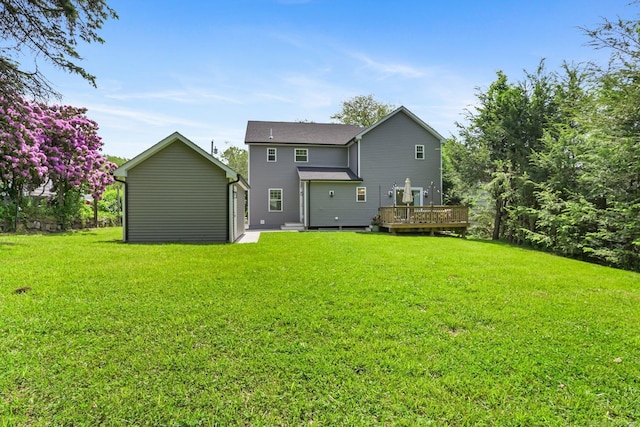 37 Highgate Rd, Trumbull, CT 06611 - rear view of property featuring a wooden deck and a yard