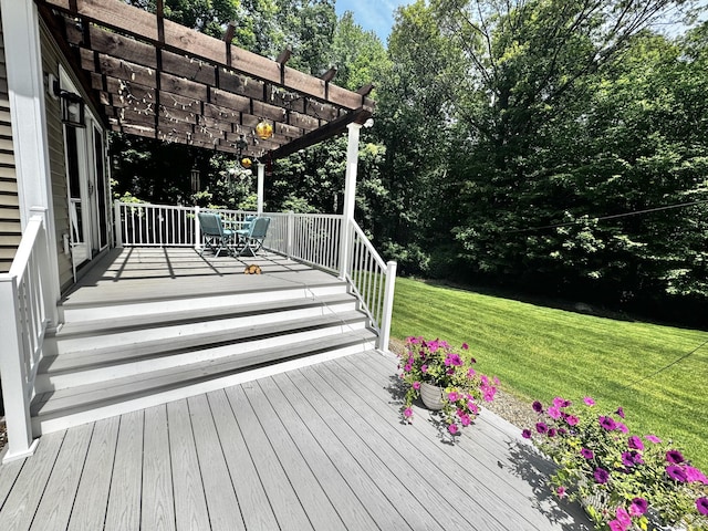 273 New London Rd, Colchester, CT 06415 - wooden deck featuring a lawn and a pergola