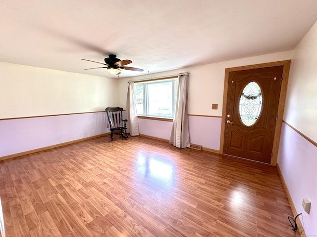 107 Montemerlo Ave, Windsor Locks, CT 06096 - entrance foyer featuring light wood finished floors, a ceiling fan, and baseboards