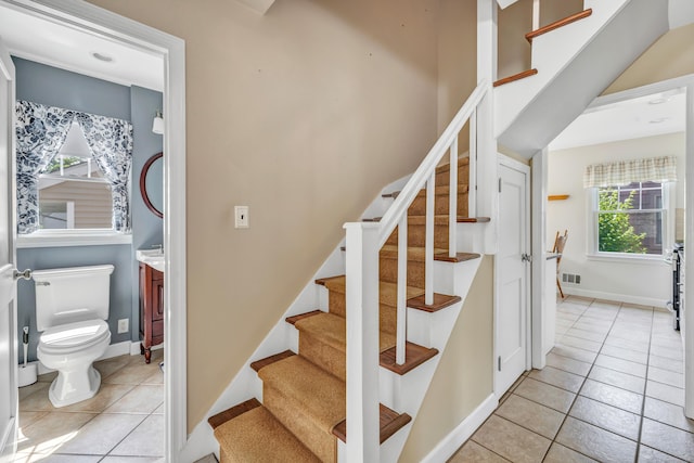 855 Stratford Rd, Stratford, CT 06615 - stairs featuring tile patterned floors
