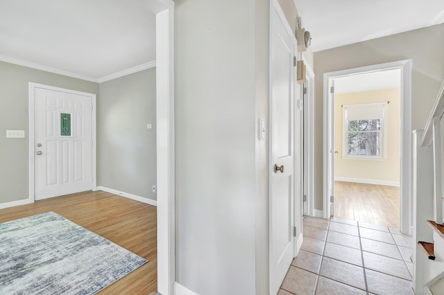 855 Stratford Rd, Stratford, CT 06615 - entrance foyer with ornamental molding and light wood-style floors