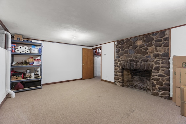 89 Pease Rd, Woodbridge, CT 06525 - unfurnished living room featuring carpet floors, a fireplace, and baseboards