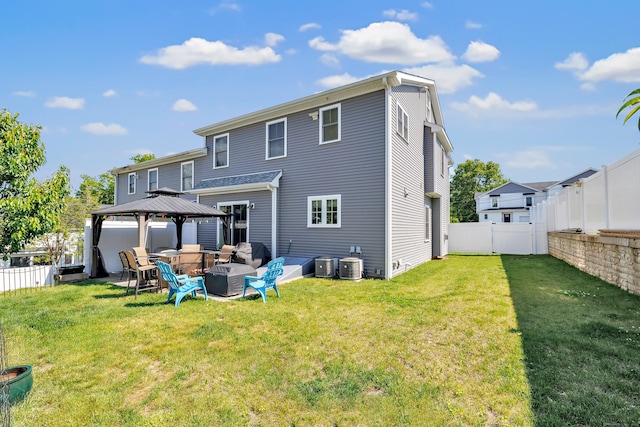 74 Sterling St, Fairfield, CT 06825 - rear view of property with a gazebo, central AC unit, a patio area, and outdoor lounge area