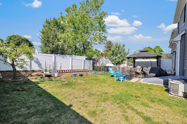 74 Sterling St, Fairfield, CT 06825 - view of yard with a gazebo, outdoor lounge area, central AC, and a patio area