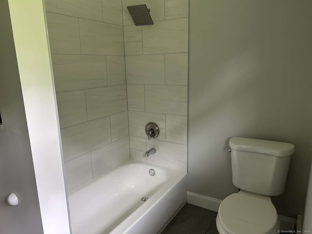 18 Great Meadow Rd, Redding, CT 06896 - bathroom with toilet, baseboards, shower / washtub combination, and tile patterned floors