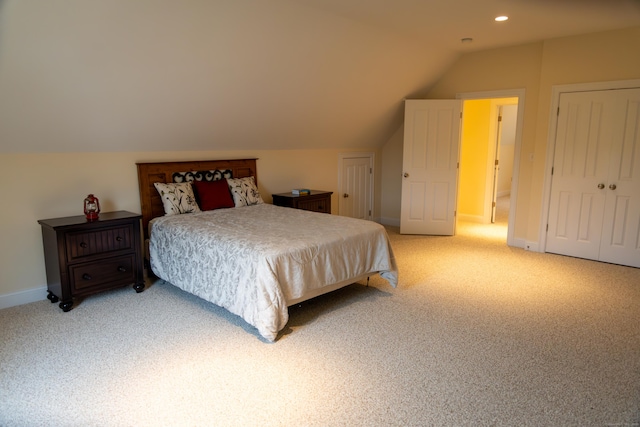 116 Case St, Canton, CT 06019 - bedroom featuring lofted ceiling, light carpet, recessed lighting, and baseboards