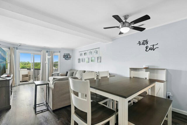 173 Russo Ave Unit 406, East Haven, CT 06513 - dining area with dark wood-type flooring, ceiling fan, and baseboards