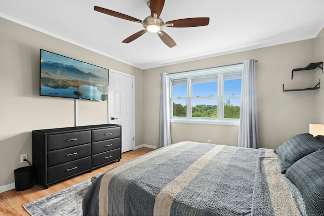 173 Russo Ave Unit 406, East Haven, CT 06513 - bedroom with light wood-style floors, baseboards, and a ceiling fan