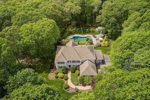 41 Leeward Ln, Groton, CT 06340 - view of subject property with a heavily wooded area and a pool area