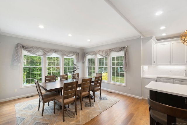 41 Leeward Ln, Groton, CT 06340 - dining room with crown molding, healthy amount of natural light, light wood-style floors, baseboards, and recessed lighting