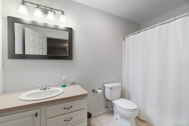 41 Leeward Ln, Groton, CT 06340 - full bathroom featuring vanity, tile patterned floors, toilet, a shower with curtain, and baseboards