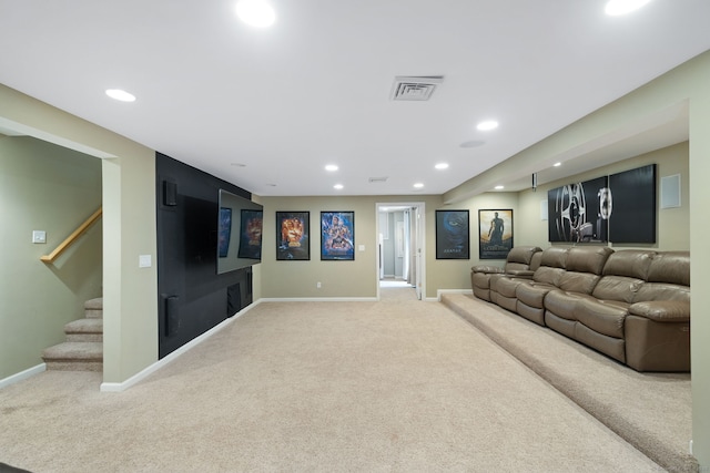 41 Leeward Ln, Groton, CT 06340 - home theater room featuring light carpet, baseboards, and recessed lighting