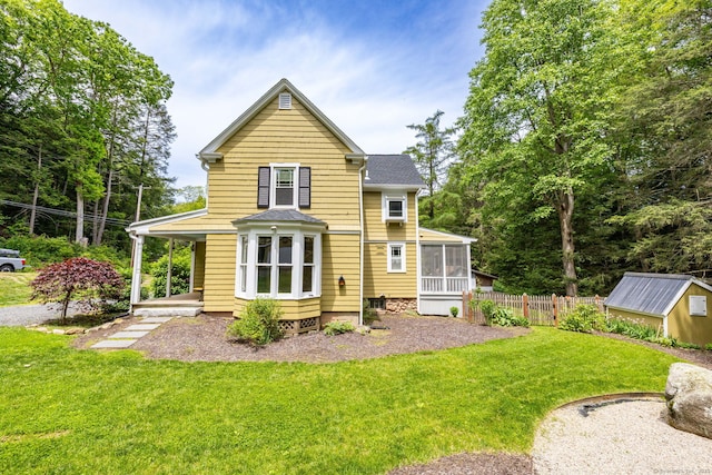 127 Matson Hill Rd, Glastonbury, CT 06073 - rear view of house featuring a sunroom and roof with shingles