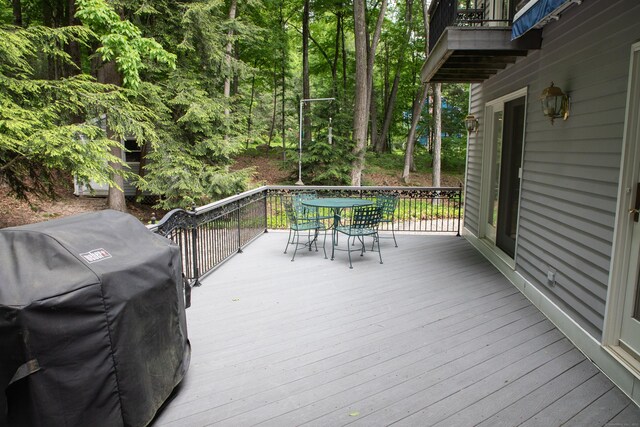 43 Metacomet Rd, Farmington, CT 06032 - wooden deck featuring outdoor dining area and area for grilling
