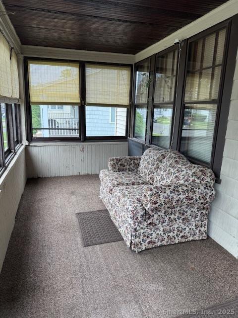 11 Deerfield St, East Haven, CT 06512 - sunroom / solarium with carpet and wooden ceiling