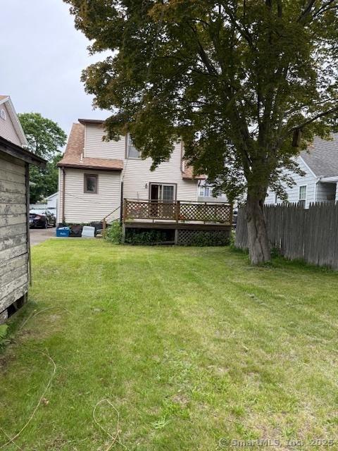 11 Deerfield St, East Haven, CT 06512 - view of yard featuring a wooden deck