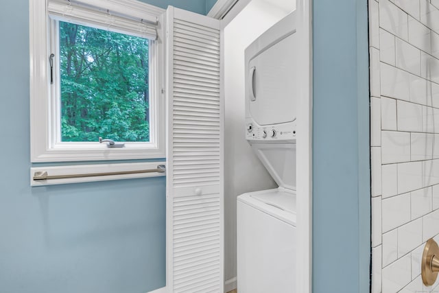 44 Josies Ring Rd, Monroe, CT 06468 - laundry area with stacked washer / drying machine