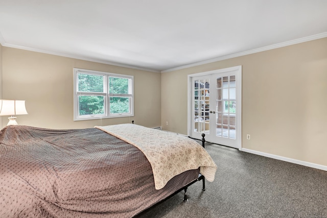 44 Josies Ring Rd, Monroe, CT 06468 - bedroom featuring french doors, crown molding, carpet floors, and access to outside
